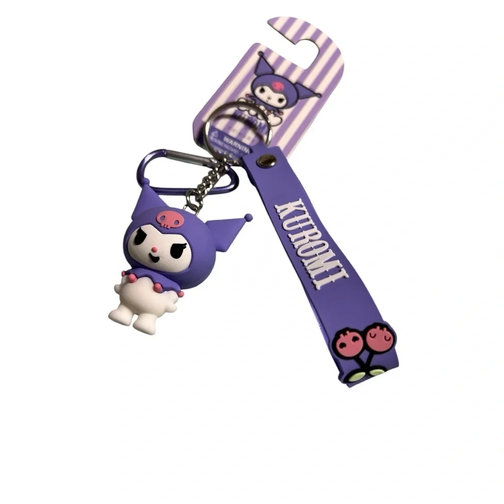 Kuromi Keychain with Purple Strap Hello Kitty Sanrio NWT